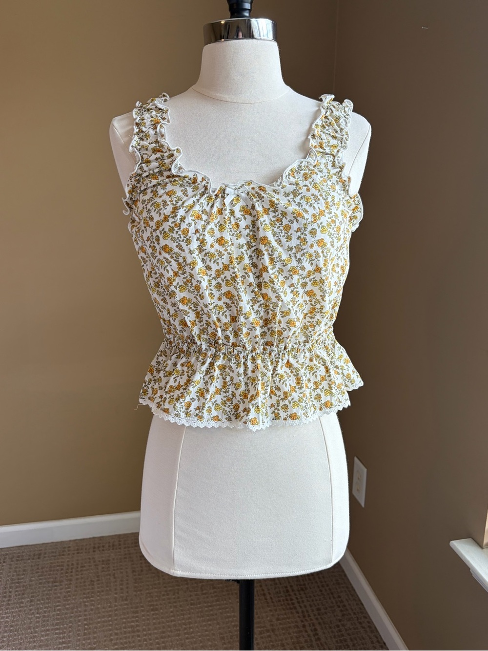Floral Ruffle Top, Small, NWOT, Cottagecore Coquette Romantic Ren Faire